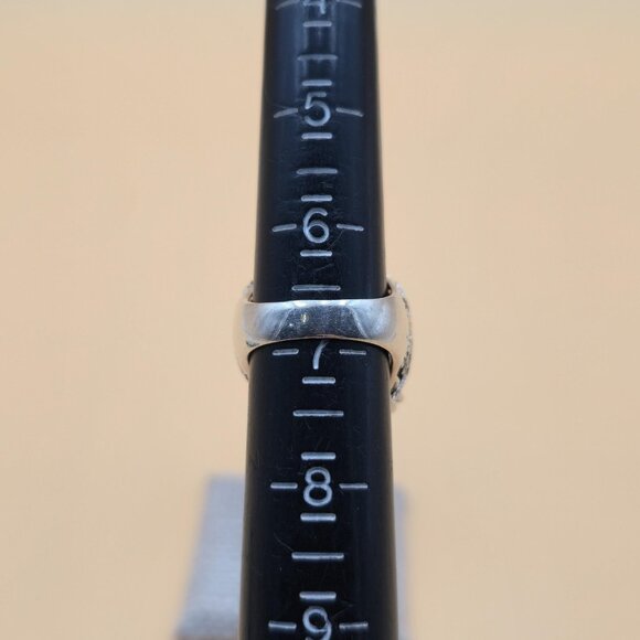 Size 6.75 Sterling Silver Very Large Cubic Zirconia And Marcasite's Ring A5419 - Picture 8 of 10